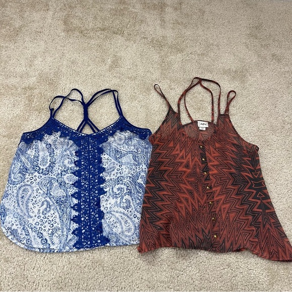 DayTrip Strappy Sheer Tank Tops Lot 2 Women’s Size Medium Blue/Orange Polyeste - Picture 15 of 15